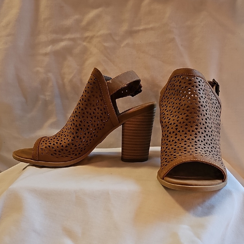 Jellypop Tan Perforated Heeled Sandals